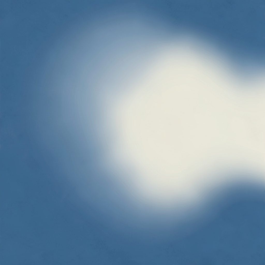 Abstract gradient composition in slate blue and pale cream, square format with no figures or objects.